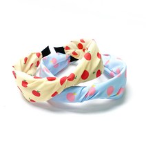 과일 사과 파스텔 상큼 포인트 여름 반다나 헤어밴드 머리띠 세트