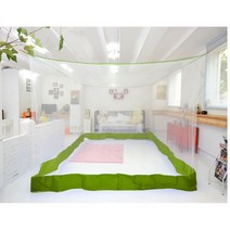 팜타임 국내생산 모기장 텐트 메쉬 침대 거실 가정용 캠핑 원룸 방충망 바닥겸용 차박 야외, 별왕대(줄무늬)