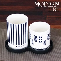 수저통 모던라인 도자기 수저통 2단