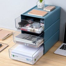 책상위 서랍장 미니 서랍 정리함 사무실 책상 정리 수납, 대형 블루(22.8x33.5x11.8cm)