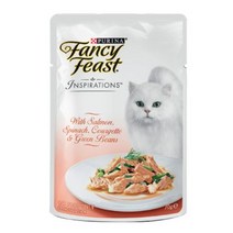 퓨리나 팬시피스트 인스퍼레이션 고양이 파우치, 연어 + 시금치 + 애호박 + 녹색콩, 70g, 8개