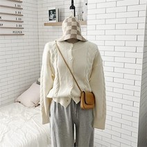 셀러허브(잡화) 여자 꽈배기니트 시보리 비스코스 FW 가디건