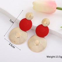 귀걸이 여성 장신구 원터치 쥬얼 레드 컬러 여성용 매달리는 펜던트 골드 메탈 후크 긴 걸이 패션 쥬얼리