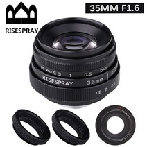 RISESPRAY 35mm f1.6 수동 초점 MF Prime II EOSM N1 후지필름용 후지NEX Micro 4/3 실버 블랙, 니콘 검은색