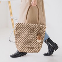 홍대언니 왕골 격자 쇼퍼 숄더백 가방 BISA695