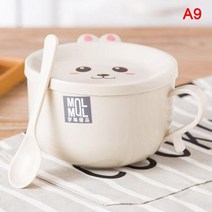 일본 우동 그릇 덮밥 라면 세트 도자기 스테인레스 스틸 더블라면 인스턴트 누들 Antiscalding Cute Rabbit671, 9
