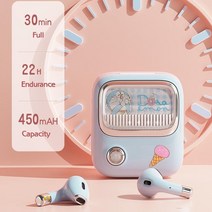 무선인이어 이어폰 블루투스 doraemoned tws 스테레오 무선 5.0 헤드폰 터치 컨트롤 노이즈 캔슬링 게임 헤드셋, 하얀