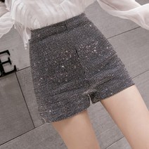 큐빅 반짝이 가수 난타 무대 의상 하이웨이스트 스팽글 반바지