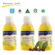 [호주정품] NATURAL LIFE 네츄럴라이프 호주산 저온압착 100% 퓨어 오가닉 호호바오일 100ml, 3개