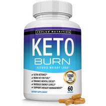 토플럭스 뉴트리션 케토 화상 알약 케톤증 체중 감량 - 1200 mg 초고급 천연 케톤 생성 지방 버너 다이어트 부스트 에너지 집중 및 신진 대사 식욕 억제제 남성 여성 60 캡슐, 기본