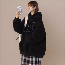 가을 겨울 빅사이즈 후드 맨투맨 기모 뽀글이 점퍼 양털 후리스 긴팔 티셔츠 오버핏 램스울 코트