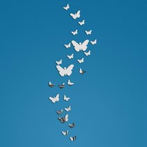 붙이는 안깨지는 거울 아치 팔각 아기 안전 거울 25 개몫 나비 부엌 벽 아트 데칼 diy 패션 아크릴 스티커 벽 스티커 방 장식 벽 데칼, 은