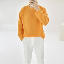 아도르클래식 펀칭 와플 비비드 7컬러 세미 오버핏 긴팔 니트