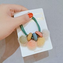 에버라인 러블리 폼폼 머리끈 포인트 팔찌