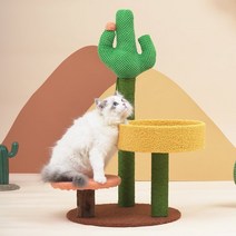 캣타워 선인장 스타일 사이잘삼 고양이 긁는 포스트 고양이 등반 프레임 트리 타워 재생 공 장난감 점프 플랫폼 가구 애완 동물 제품, e