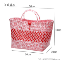 뉴타임즈 피크닉 라탄 대나무 바구니 손잡이 왕골 가방 나들이 소풍 세트, AT