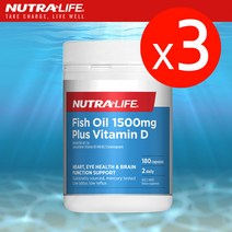 [뉴트라라이프] 피쉬오일 1500mg 플러스180정X3개, 180정, 3개