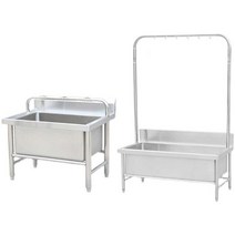 대형 스텐 걸레세척통 업소용 대걸레 밀대걸이 개수대, 후크걸이- 길이100cm폭60cm높이55cm