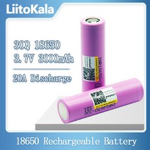 호환용 호완제품 보조 LiitoKala-100% 오리지널 리튬 INR18650 충전용 배터리 3.7V 18650 3000mAh 30Q li-ion, CHINA, 20pcs, 7.2pcs