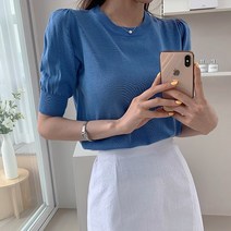 코코 퍼브소매 5부 여름 반팔니트