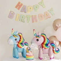 파스텔유니콘 스텐드세트 + 토퍼 풀셋 풍선 생일파티 해피벌스데이가랜드, 1세트