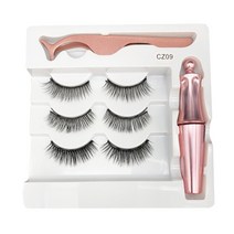 자석 속눈썹 마그네틱 속눈썹 5 3d 인조 3 쌍 수제 천연 밍크 인조 실 핀셋, cz09
