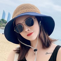 [천삼백케이] [오너클랜] 배색 라피아햇 오버핏벙거지 여름버킷햇 밀짚모자