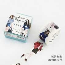 롱브릭타일 접착식파벽돌 파벽돌 북유럽 녹색 식물 벽 벽돌 15mm/30mm 현대 남아/여아 집 장식 와시 테이, 08 Long hair girls