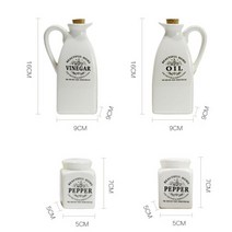 양념 조미료 통 병4Pcs/Set Ceramic Spice Jar with Wood Cork Condiment Bottle Seasoning Tank Pepper Vi