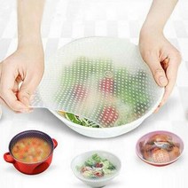 허니밀랍랩 비즈왁스 랩 친환경 4pcs 플라스틱 실리콘 식품 가방 포장 인감 커버 재사용 가능한 진공 뚜껑 스트레치와 신선한 꿀벌 왁스 환경 친화적 인, 4개