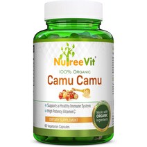 MSM NurteeVit 100 유기농 Camu 캡슐 500mg 비타민 C 체계 지원 비타민과 미네랄이 함유된 강력한 항산화제60개, [01] 60개1팩