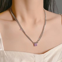 잠금 체인 더블 목걸이 여성 펜던트