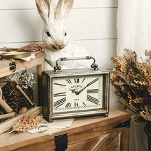 NIKKY HOME 빈티지 선반 시계 새비 시크 책상 산업용 장식 배터리 작동 테이블 거실 욕실 선반용 20.3cm x 19.3cm 이사선물 1309029