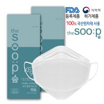 [KT알파쇼핑]더숲 KF94 귀가 편한 마스크 화이트 대형100매 / 4중 국산원자재 국내생산, 5매입, 20개