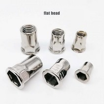 M3 M4 M5 M6 M8 M10 M12 304 스테인레스 스틸 하프 세미 육각 헤드 바인드 리벳 너트 인서트 나사 볼트용 Rivnut Nutsert 개, 10pcs M8, flat head