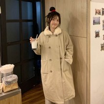 가바바 여성 겨울 롱무스탕 청순한 스타일 두꺼운 안감 터틀넥 데일리 양털무스탕 G41205