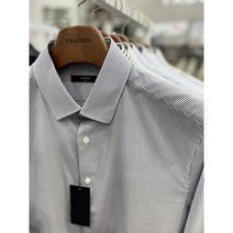 [트루젠] 남자 베이직핏 이지케어 면 100 네이비 스트라이프 포인트 드레시 와이셔츠 남방