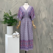 [행복여] 아일랜드 잔꽃 플라워 에스닉 가오리 루즈핏 롱 원피스