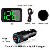 202 GPS HUD 디지털 속도계 플러그 앤 플레이 자동차 대형 글꼴 KMH MPH 직접, MPH-Charger
