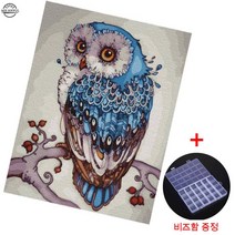 MJS 보석십자수 캔버스형 50 x 40 cm DIY 세트 + 비즈함 증정 BSX20, 행운 부엉이