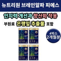 브레인 알파 피에스 뉴트리원 은행잎 추출물 기억력 노인 중년 어르신 부모님 남자 여자 에좋은 깜빡할때 까먹을때 영양재 건강 보조 식품 영양제 필수 40대 50대 60대 70대 먹는, 4통(120정) 2개월분 *할인(-18800원)*