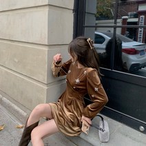 HQINT 여성 원피스 가을 봄 겨울 긴팔 반팔 롱원피스 미디원피스 캐주얼 정장원피스 하객원피스 하객룩 빅사이즈 여자 ZB-25985