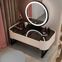 원목 좌식 화장대 미니 led 화장품 수납 1인 서랍, 60그레이테이블+인조대리석+블랙거울+쿠션