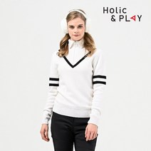 홀릭앤플레이 여성 카라 방풍 니트스웨터 HB4WSW003WH