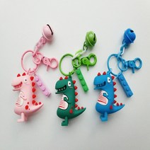 키링 키홀더 부자재 열쇠고리 공룡 가방 캐릭터 비즈이니셜제작서비스, 핑크