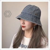 라벨 사계절 버킷햇 패션 청 벙거지 데일리 여성 데님 모자