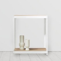 앵글선반 철제 창고 다용도실선반 2단 1500 x 500 x 600, 화이트, 9mm 양면코팅 보드