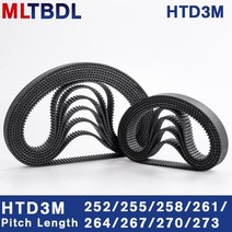 타이밍 벨트 풀리 타임 HTD 3M 타이밍 벨트 252/255/258/261/264/267/270/273mm 6/9/10/15mm 고무 벨트, 12mm_270mm_2개