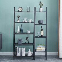 슈와츠코리아 조립식 철제 모던 선반 진열장 다용도 사다리형 진열대, 넓은4단블랙