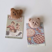 곰돌이 냉장고 자석 2colors 마그넷 메모 홀더, 핑크베이지